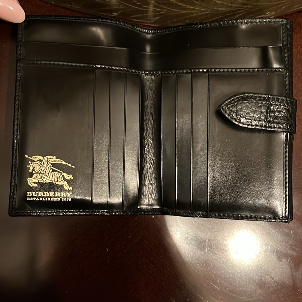 Burberry black leather trim canvas bifold wallet - Picture 9 of 13